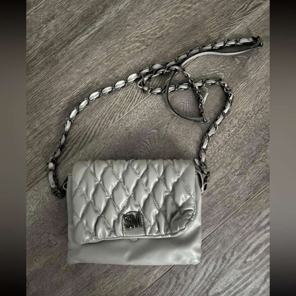 Steve Madden Quilted Silver Crossbody Bag